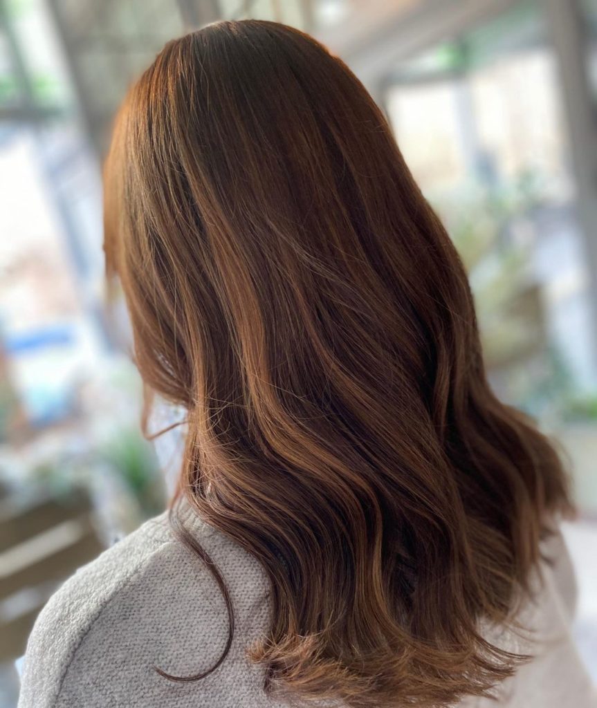 Chocolate Coloured Foilayage Highlights At La Suite Hairdressers Corbridge