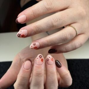 Glazed autumn nails with neutral finish at La Suite Nail Salon Corbridge