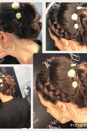 HAIRSTYLES WITH FLOWER ACCESSORIES AT LA SUITE HAIR & BEAUTY SALON IN CORBRIDGE